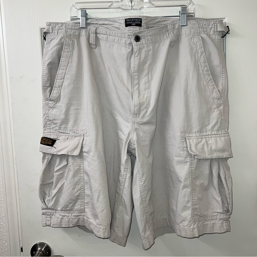 Ralph Lauren Polo Jeans Co Vintage Cotton Military Surplus Khaki Cargo Shorts 40